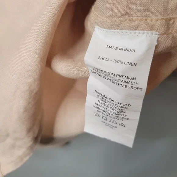 Quince Linen Button Up Men's Size XL Driftwood Beige Relaxed Long Sleeve Coastal - Picture 9 of 9